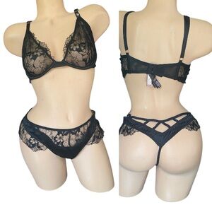 Victoria's Secret Black Lace Bra and Panty Set